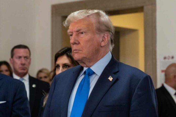 Former,President,Donald,Trump,Speaks,To,Press,Before,The,Start