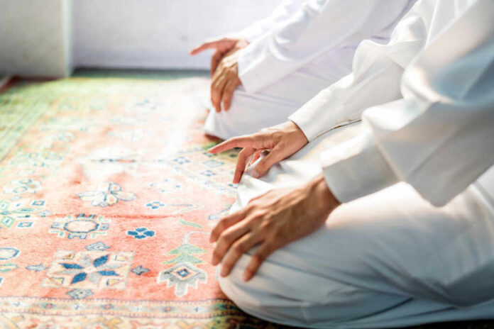 Muslim,Men,Praying,In,Tashahhud,Posture