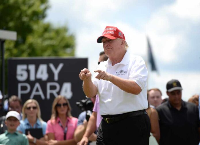 Bedminster,nj-july,31,2022:,Former,President,Trump,Reacts,To,The,Liv,Golf