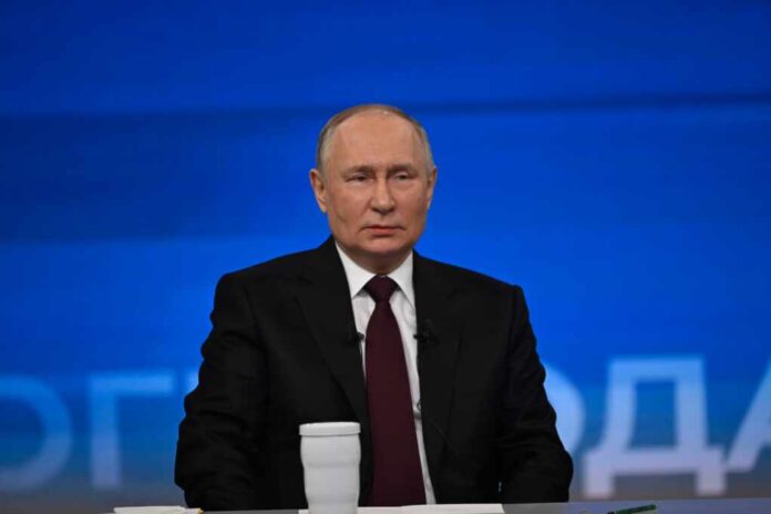 Russian,President,Vladimir,Putin,Speaks,At,His,Annual,Press,Conference.
