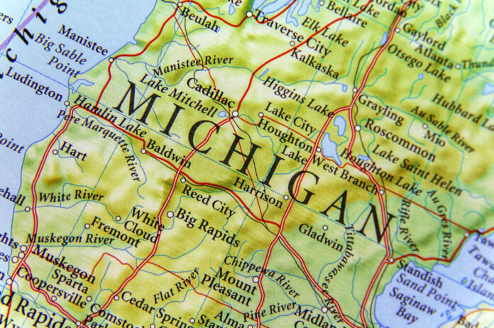 Geographic,Map,Of,Michigan,Close