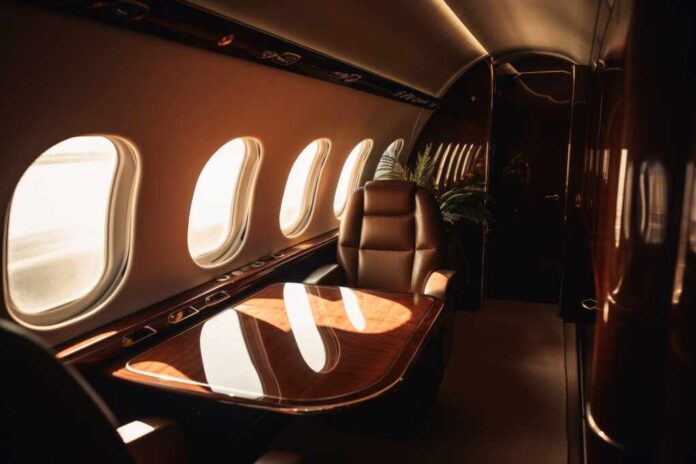A,First,Class,Area,In,A,Business,Jet,With,The