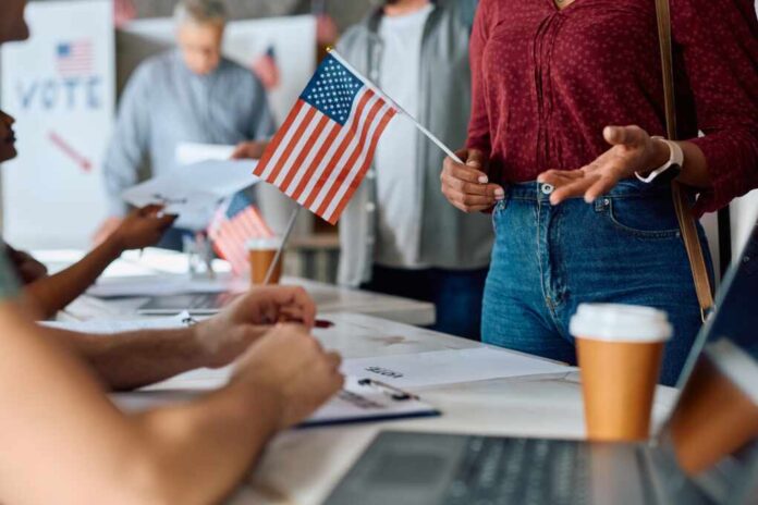 Close,Up,Of,African,American,Female,Voter,Talking,To,A