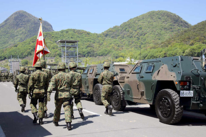 Kagawa,,Japan,-,April,23,2017:,Japanese,Soldier,Marching,Orders