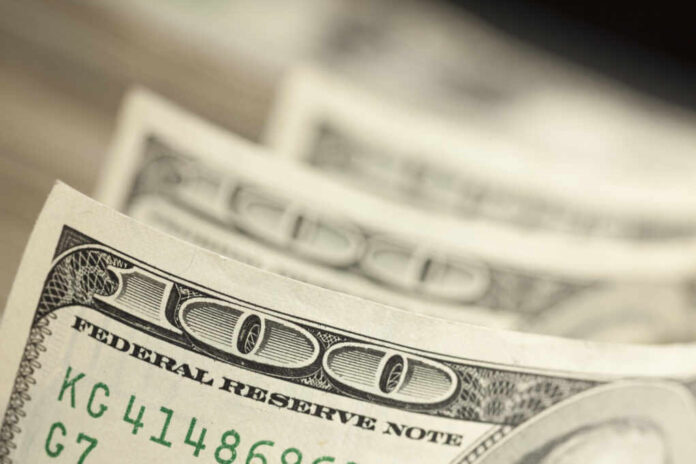 An,Abstract,Of,One,Hundred,Dollar,Bills,With,Narrow,Depth