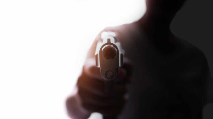 People,With,Gun,In,Hand,Dark,Side,On,White,Background.