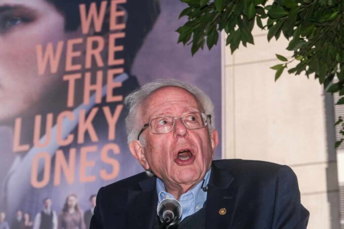 Bernie,Sanders,Speaks,To,Workers,Who,Are,Picketing,And,Rallying