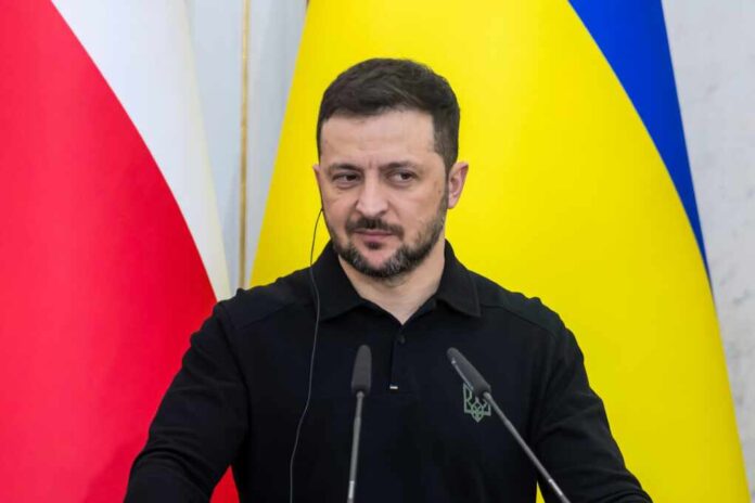 Ukraine's,President,Volodymyr,Zelenskiy,Attends,A,Joint,News,Briefing,With