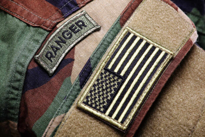 Army,Bdu,(woodland,Camo,Uniform),With,Ranger,Patch,And,Us