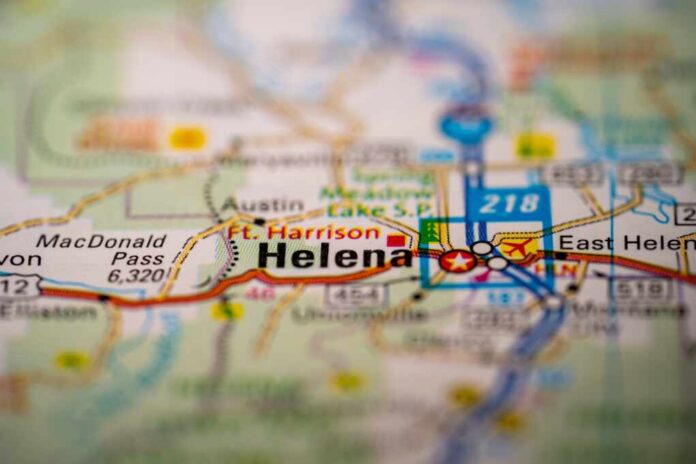 Helena,,Montana,In,The,United,States,,Highlighted,On,A,World