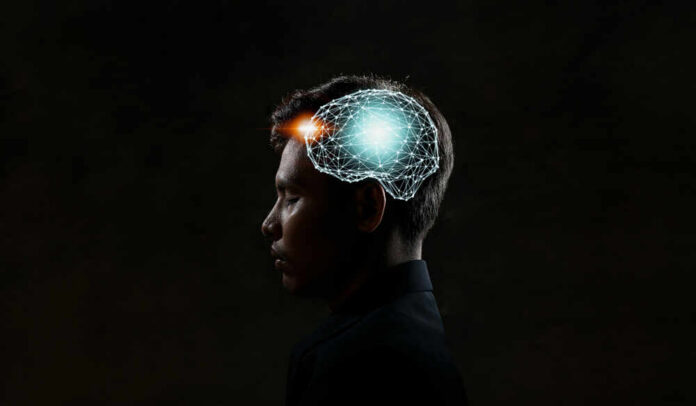 Profile of a person with a digital brain overlay illustrating neural connections