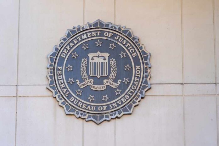 FBI seal mounted on a wall, representing the Federal Bureau of Investigation