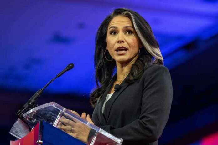 A woman speaking at a podium during a political event