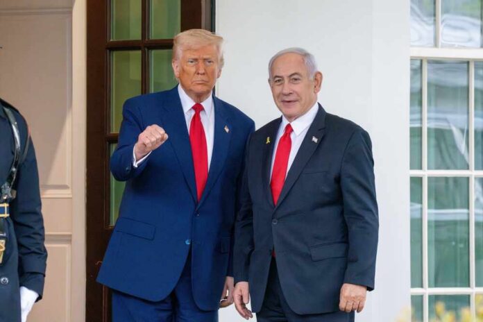 shutterstock_2609267849.jpg Donald Trump and Benjamin Netanyahu standing together at the White House