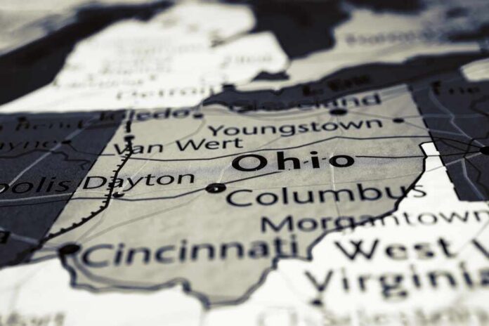 shutterstock_2290100403.jpg Close-up of a map highlighting the state of Ohio