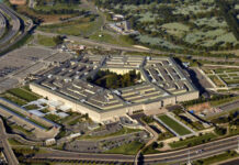 Pentagon Panic Over Useless Drone Gun Aerial view of the Pentagon building surrounded by roads and greenery