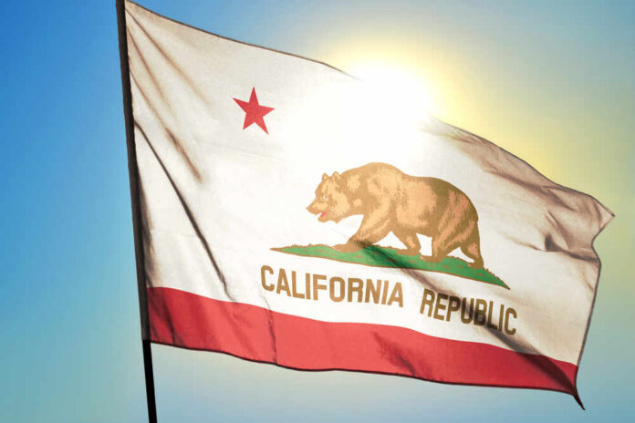 California,State,Of,United,States,Flag,Waving,On,The,Wind California state flag waving in the sunlight