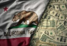 Pay-To-Know Scheme Hits California California state flag featuring a bear overlaid on a background of U.S. dollar bills