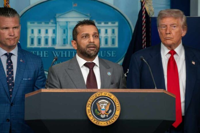 Washington,Dc,,United,States,,August,11,2025:fbi,Director,Kash,Patel A press conference at the White House with officials speaking