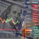 Wall Street Loops Risk Global Meltdown Overlay of stock market data on a background of hundred dollar bills