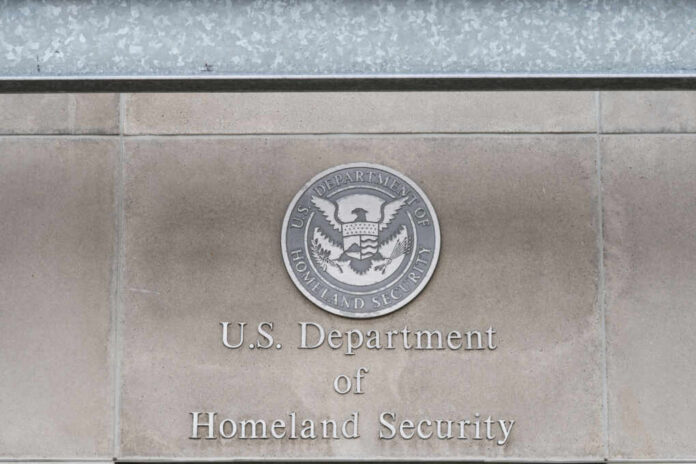 Signage of the U.S. Department of Homeland Security with an official seal
