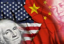 American Leftists Endorse Chinese Socialism United States and China flags overlaid with currency portraits