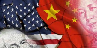 American Leftists Endorse Chinese Socialism United States and China flags overlaid with currency portraits