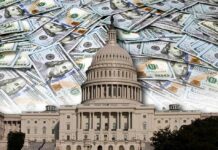 Treasury Uncovers Millions In Improper Payments U.S. Capitol building with overlay of hundred-dollar bills