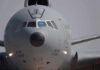 Air Force Bets Big On F-15EX Front view of a large military cargo aircraft on the runway