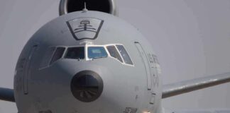 Air Force Bets Big On F-15EX Front view of a large military cargo aircraft on the runway
