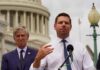 Residency Clash Gave Way To Scandal Two men at a press conference outside the Capitol building, one speaking into a microphone