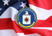 CIA emblem displayed on an American flag background