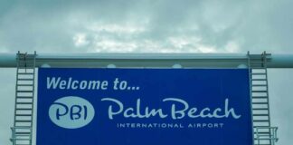 Florida Approves Trump Airport Name Welcome sign for Palm Beach International Airport