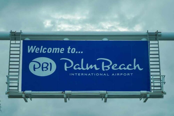 West,Palm,Beach,,Florida,-,June,2,,2021:,Welcome,To Welcome sign for Palm Beach International Airport