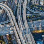 Drivers Pay Price For Wildlife Bridge Aerial view of a busy multi-level highway interchange
