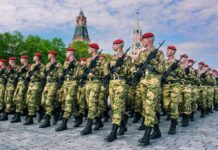 30,000 Kim Soldiers? Ukraine Sounds Alarm Soldiers in camouflage uniforms march in formation with rifles