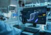 Lab-Made Viruses From AI — What’s Next? Scientist analyzing DNA model on computer in laboratory