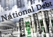 U.S. Capitol and dollar bills collage on national debt theme