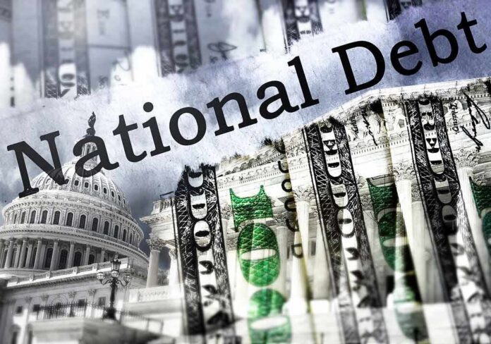U.S. Capitol and dollar bills collage on national debt theme