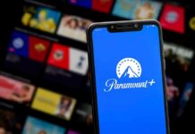 Paramount Turns Up Pressure On California Smartphone showing Paramount+ app on blue screen