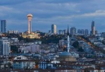 Are Mega Mosques Changing America? Ankara skyline at dusk with Atakule tower and a mosque