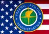 Federal Aviation Administration seal overlaid on the U.S. flag