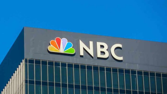 NBC logo on a modern office building facade