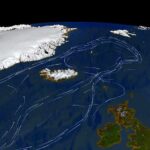 Trump’s Greenland Claim Sparks Sovereignty Clash Satellite view of North Atlantic with ocean current paths