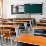 Texas Schools Ignite Islam Firestorm Empty classroom with rows of desks and a chalkboard