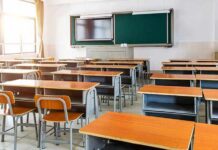 Texas Schools Ignite Islam Firestorm Empty classroom with rows of desks and a chalkboard