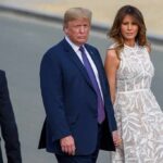 Democrats Plot Trump Business Blitz Donald Trump and Melania Trump walking outdoors in formal attire