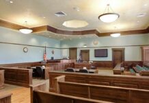 POLITICAL Celebrity Dodges – But Her Companies Don’t Empty courtroom with wooden benches and judge's bench