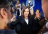 Harris-Pan Event Raises New Press Questions Kamala Harris speaks to a crowd as Maya Harris stands nearby