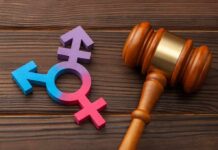 Parental Veto Fight Explodes in Congress Wooden gavel beside multicolored transgender symbol